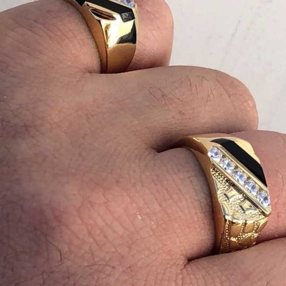 Men's 14k Gold Over Solid 925 Silver Nugget Ring - Picture 6 of 13